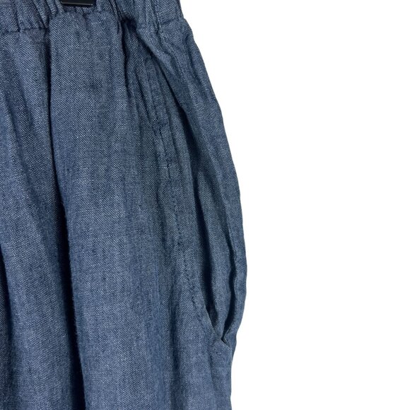 FLAX Englehart 100% Linen Straight Leg Crop Pants in Blue Chambray Size 1G 18 20 - Picture 3 of 11